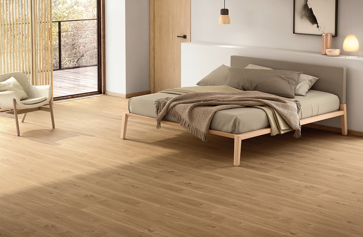 bedroom with laminated flooring